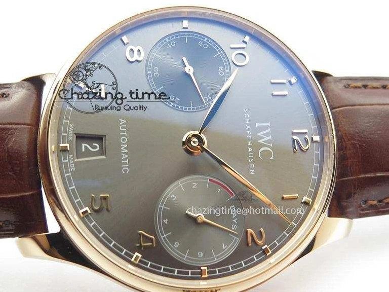 MIROTIME 1219 Unisex Portuguese Real PR RG IW500702 ZF 1:1 Best Edition On Brown Leather Strap A52010 V 7303